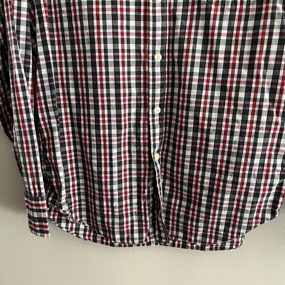 J.Crew Mens M Red/White/Blue Plaid Long Sleeve Tailored Fit Button Down Shirt - Picture 2 of 9